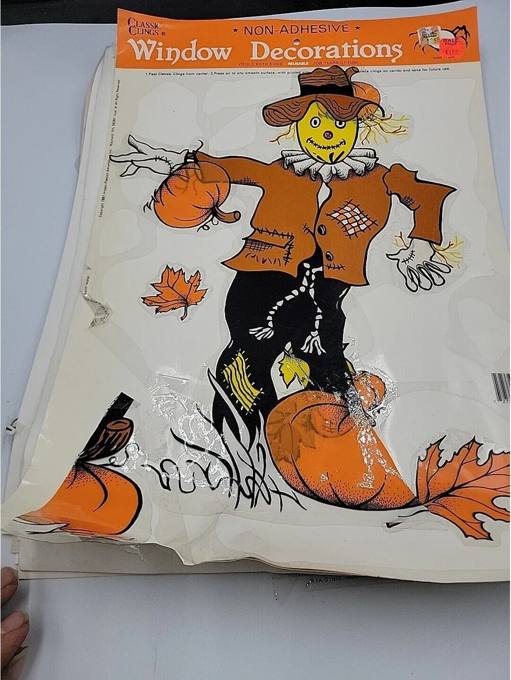 Vintage Halloween Window Clings Decorations Lot Classic Clings Pumpkins Witch Gh